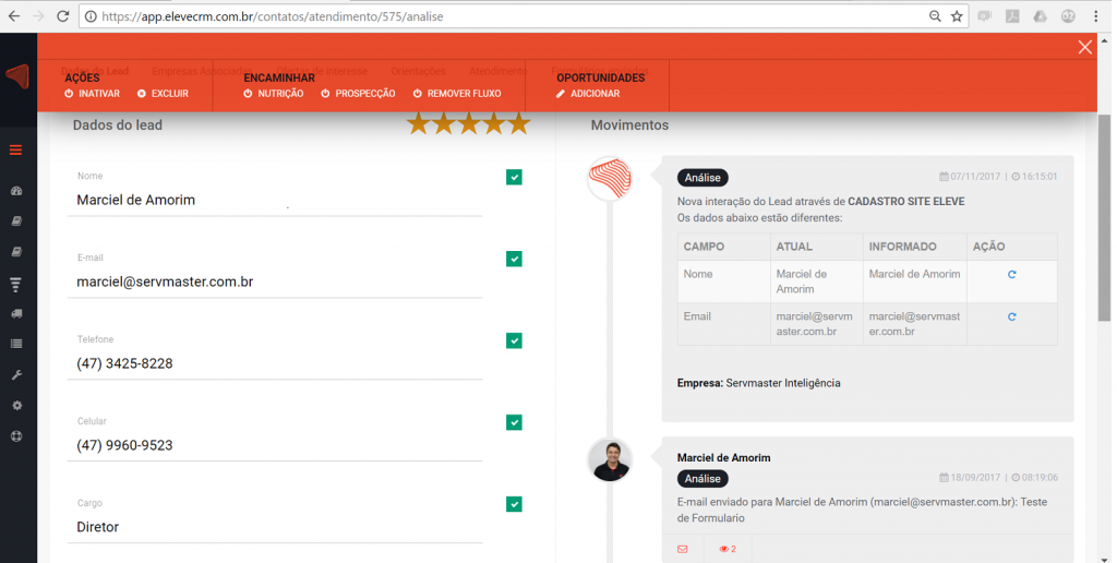 eleve crm - Gestão de Leads/Contatos