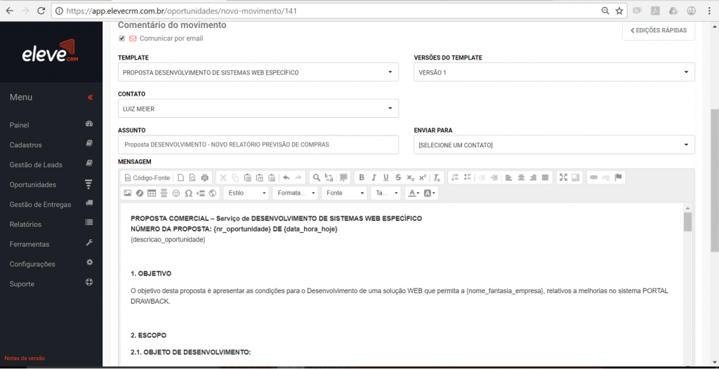 eleve crm - oportunidades_propostas_templates